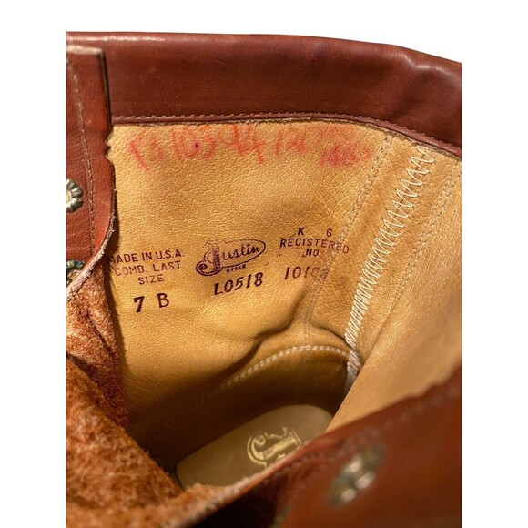 VTG Justin Roper Boots Women's 7B Brown Leather Lace Up Tassle Vibram Sole USA - Picture 2 of 10